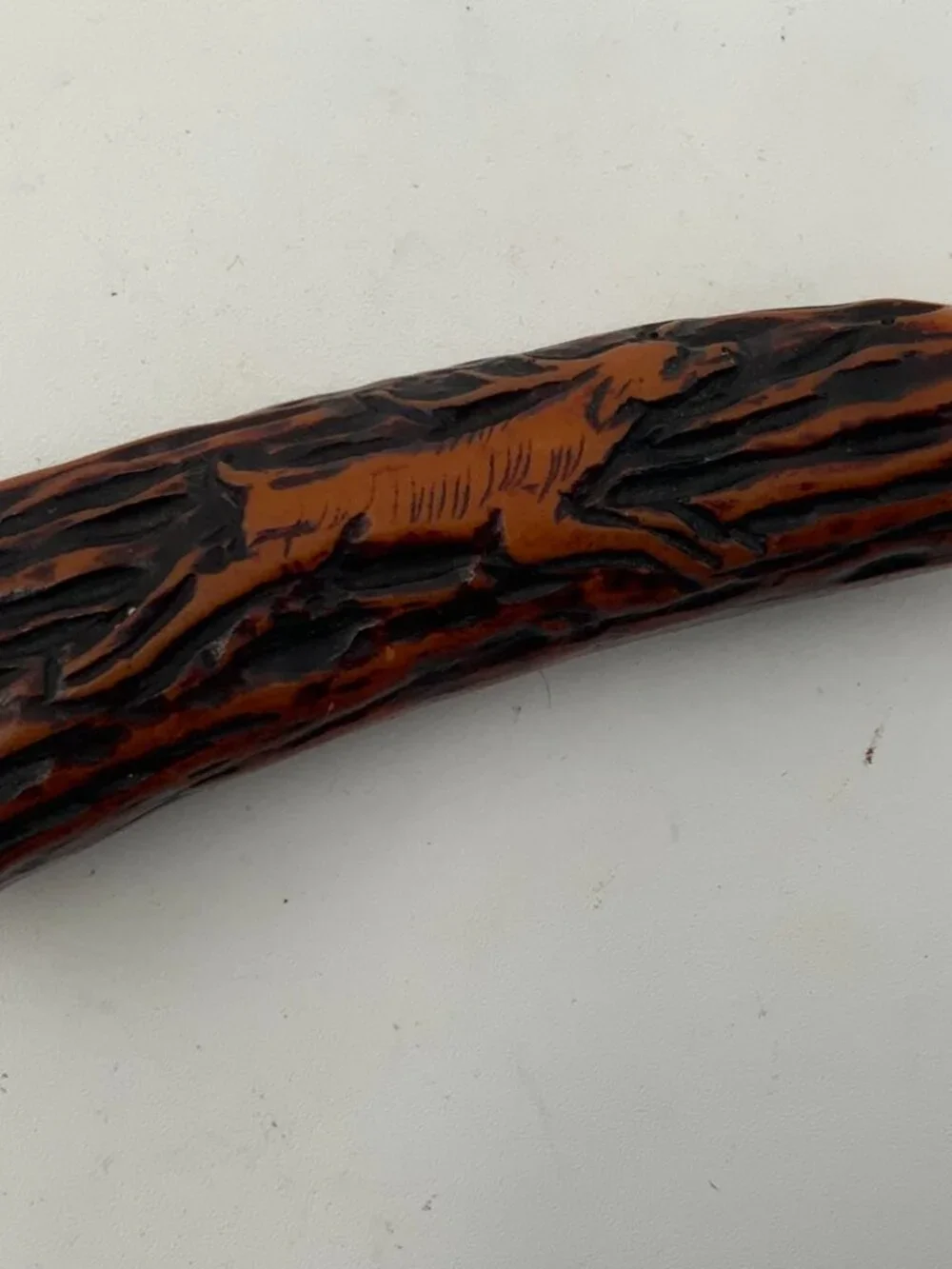 Vintage Meat Serving Fork Carved Deer in the Bakelite Handle Made In Japan